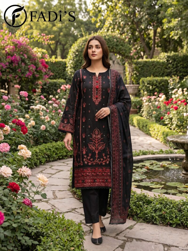 Black Embroidered 3 Piece Lawn Suit | Festive Vol I