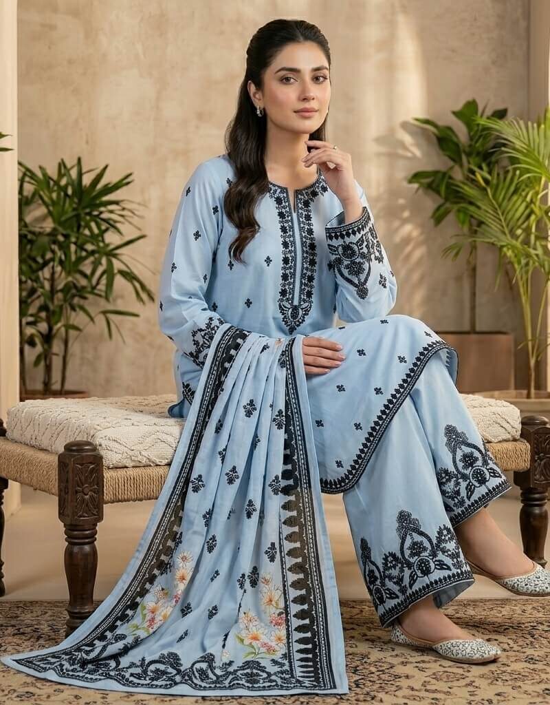 Peach Printed 3 Piece Lawn Suit | Summer Pastel Vol I