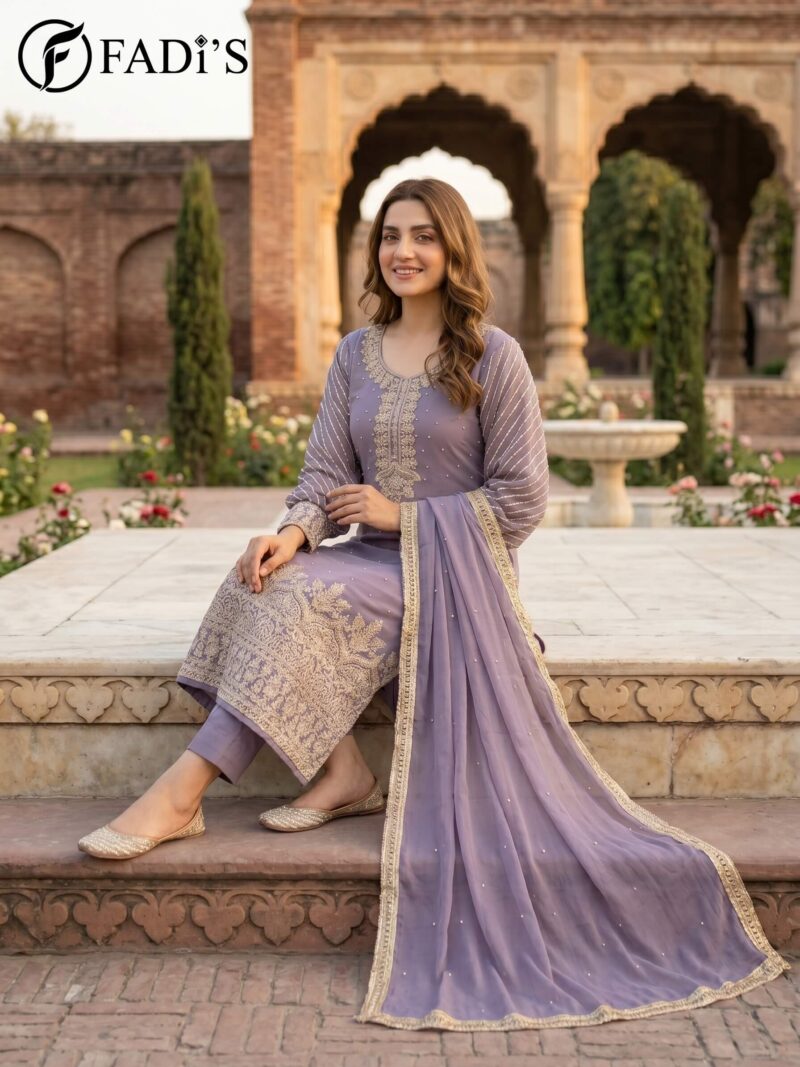 Luxury Lilac Embroidered 3 Piece Suit | Wedding Edition