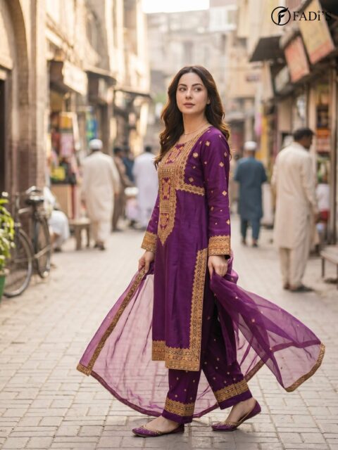 Embroidered Purple 3 Piece Lawn Suit | Festive Collection