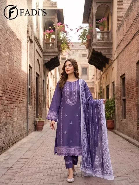 Purple Printed 3 Piece Summer Lawn Suit | Casual Classics